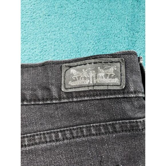 Levis 505 Jeans Sz 16 Short Womens Black Stretch Denim Pants Mid Rise Straight - Picture 14 of 15